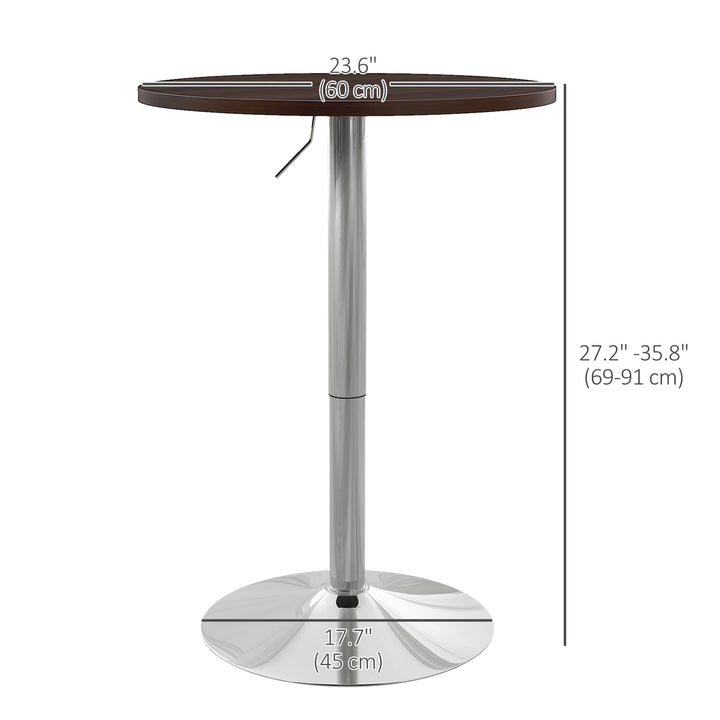 HOMCOM High Top Bar Table, Adjustable Round Kitchen Table with Swivel Top and Steel Base, Bistro Table for 2 People, White
