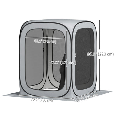 Outsunny 6 x 6ft Pop Up Screen Tent, UPF50+ Portable Camping Gazebo Screen House with Carry Bag, Light Grey