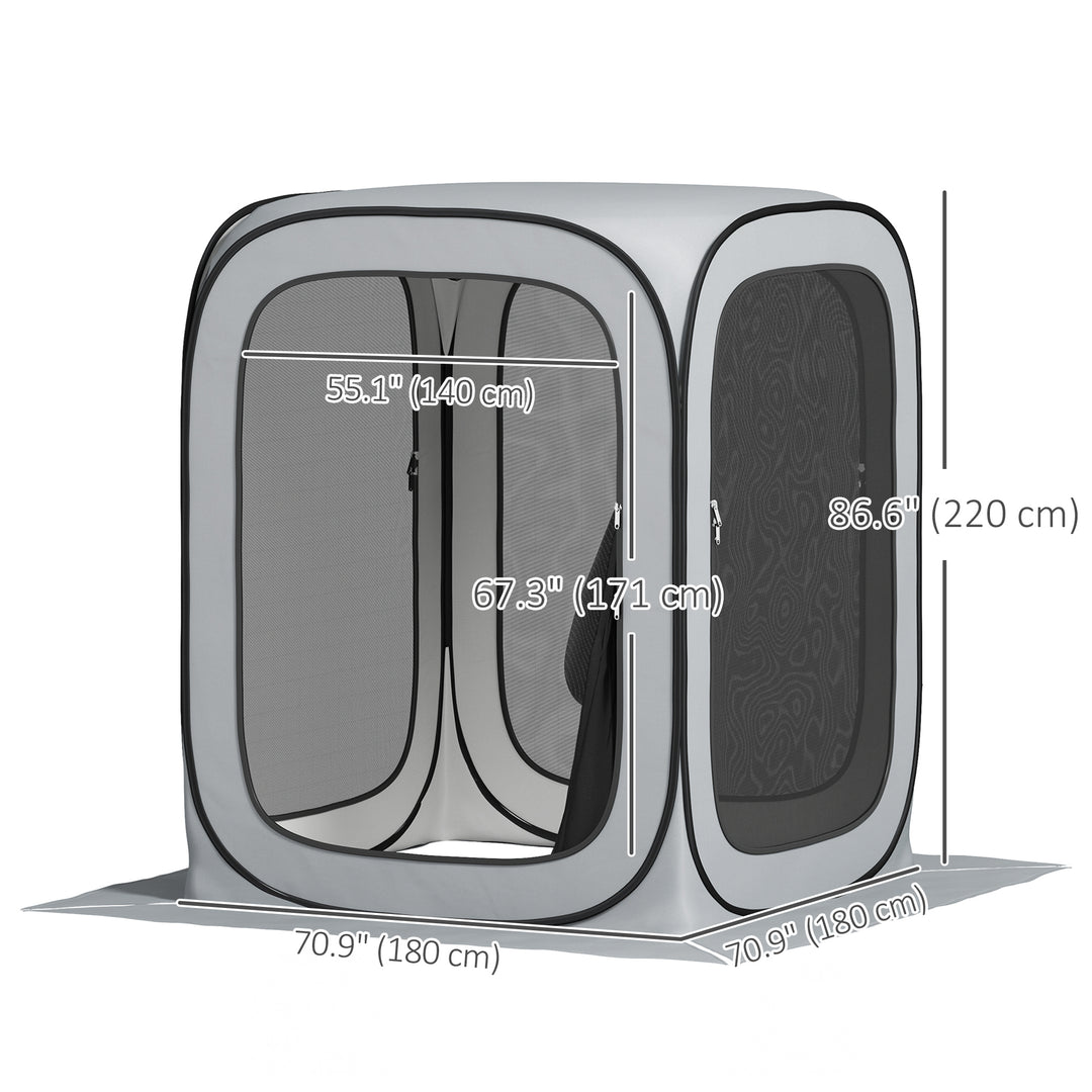 Outsunny 6 x 6ft Pop Up Screen Tent, UPF50+ Portable Camping Gazebo Screen House with Carry Bag, Light Grey