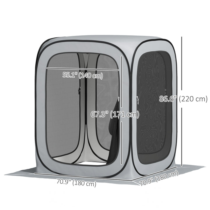 Outsunny 6 x 6ft Pop Up Screen Tent, UPF50+ Portable Camping Gazebo Screen House with Carry Bag, Light Grey