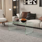 HOMCOM Glass Coffee Table, Clear Coffee Table for Living Room, Modern Rectangle Center Table with Safe Rounded Edges