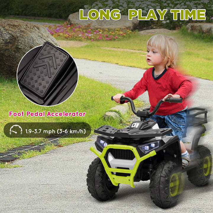 Qaba Kids ATV, 12V Battery Powered Electric Ride on Toy w/ Spring Suspension, Storage Basket, High & Low Speed, Green