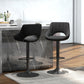 HOMCOM Bar Stools Set of 2, Swivel Counter Height Barstools with Adjustable Height, Linen Upholstered Bar Chairs with Round Metal Base and Footrest, Blue