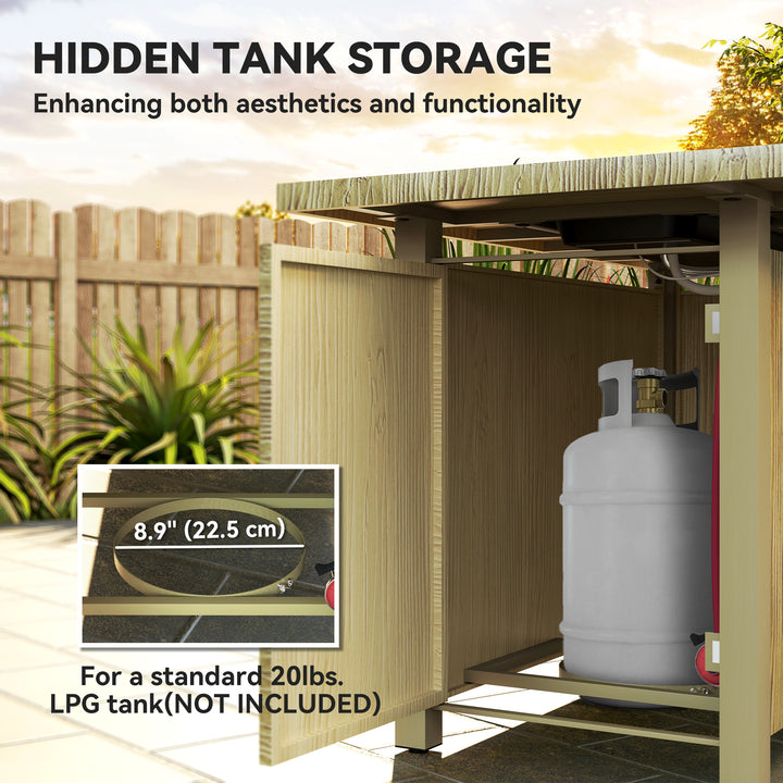 Outsunny 43" Propane Fire Pit Table 50,000 BTU Outdoor Gas Fire Table with Waterproof Cover