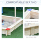Outsunny Kids Wooden Sandbox with Cover, Play Sand Station for Children Outdoor Sand box, with Seats, for Backyard, Beach, 47" x 47" x 47", Natural