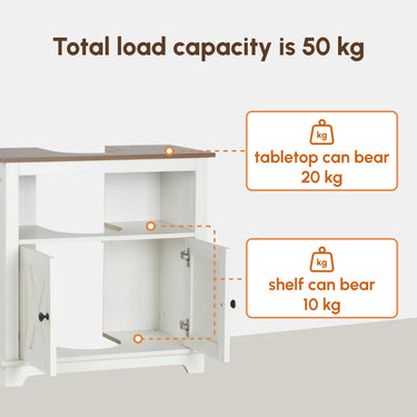 kleankin Farmhouse Bathroom Sink Cabinet, Pedestal Sink Storage Cabinet with Double Doors and Shelves, White