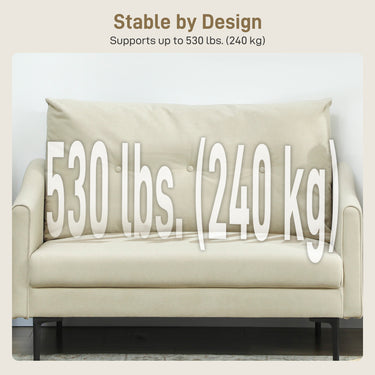HOMCOM 2 Seater Sofa, Small Modern Couch with High-Resilience Foam, Thicken Padding, Button Tufted, Cream White