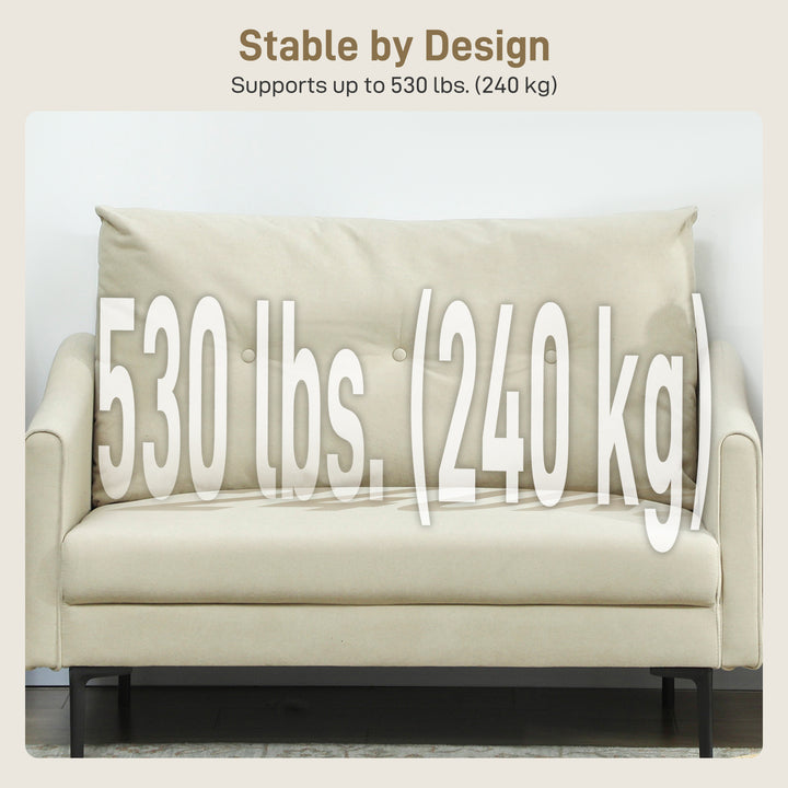 HOMCOM 2 Seater Sofa, Small Modern Couch with High-Resilience Foam, Thicken Padding, Button Tufted, Cream White