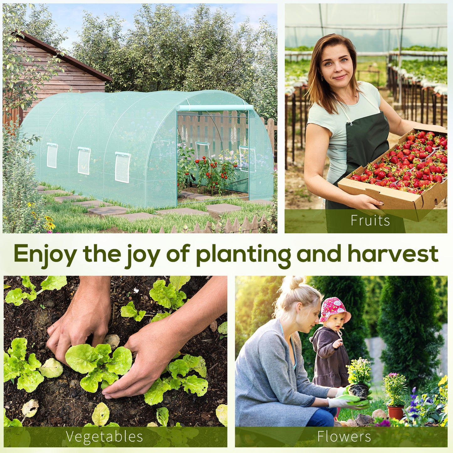 Outsunny Walk-in Greenhouse 20x10x7ft Heavy Duty Outdoor Backyard Seed Plant Vegetables Grow Warm House Green