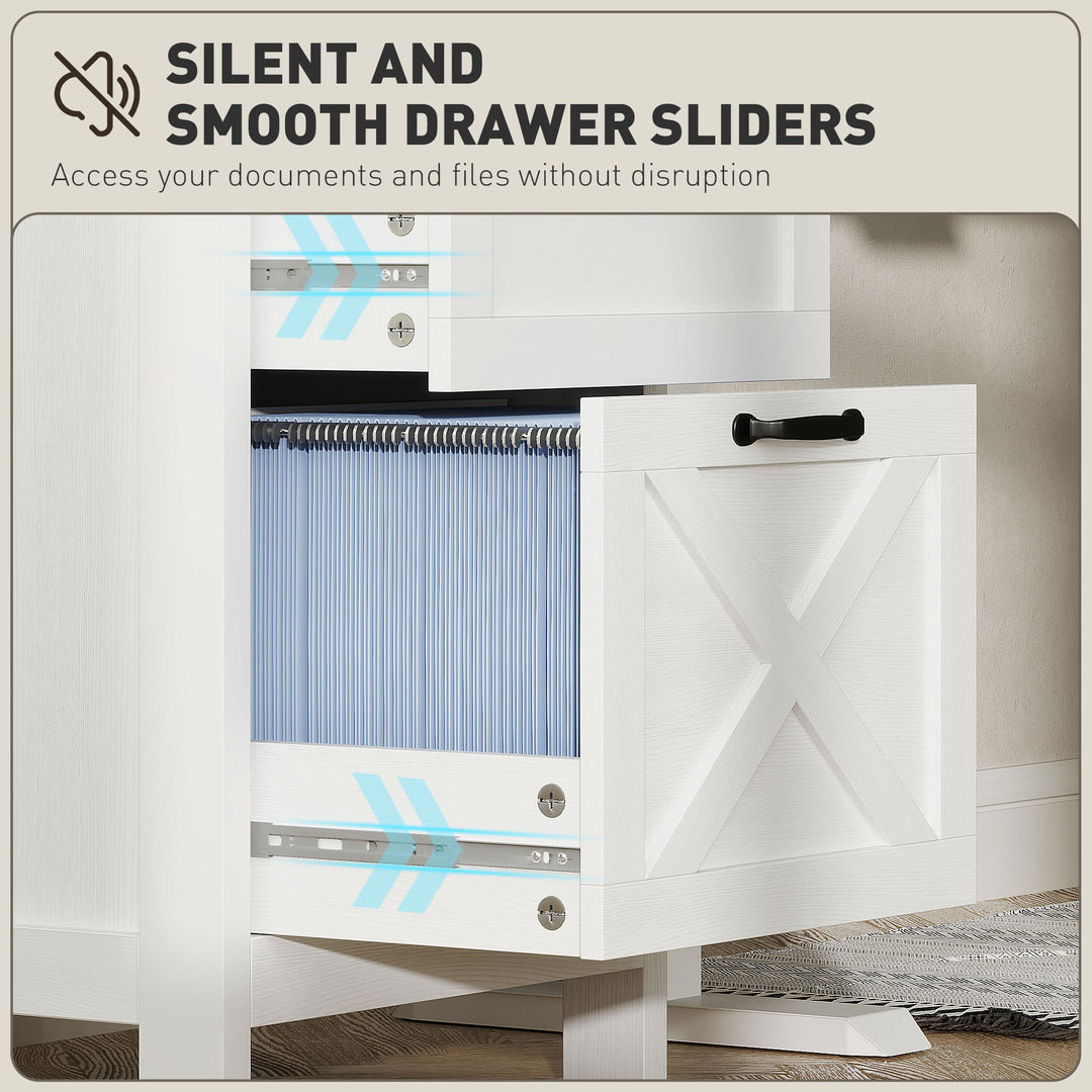 HOMCOM Vertical Filing Cabinet with 2 Drawers, Rustic Farmhouse Office Storage Cabinet for A4, Letter Size, Rustic Brown