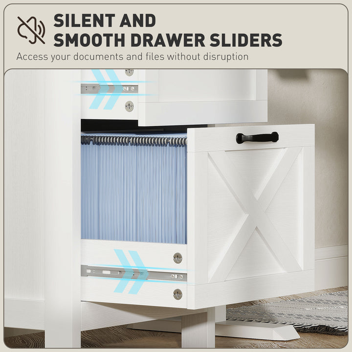 HOMCOM Vertical Filing Cabinet with 2 Drawers, Rustic Farmhouse Office Storage Cabinet for A4, Letter Size, Rustic Brown