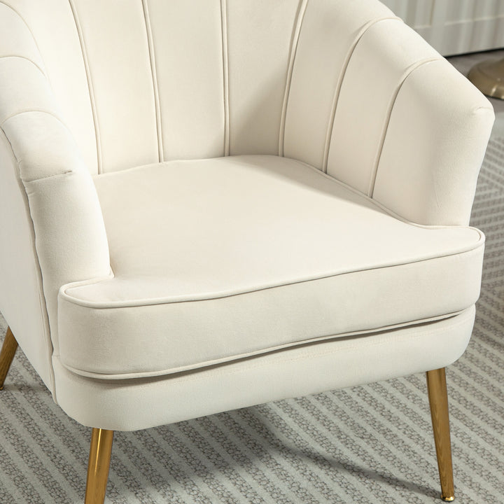 HOMCOM Fabric Armchair, Modern Accent Chair with Gold Metal Legs for Living Room, Bedroom, Home Office, Grey