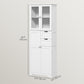 HOMCOM Tall Bathroom Storage Cabinet, Floor Bathroom Cabinet with Adjustable Shelves, for Kitchen, Living Room, White