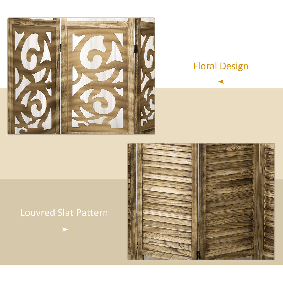 HOMCOM 5.6 Ft Room Divider, 4 Panel Portable Folding Privacy Screens for Home Office, Bedroom, Brown