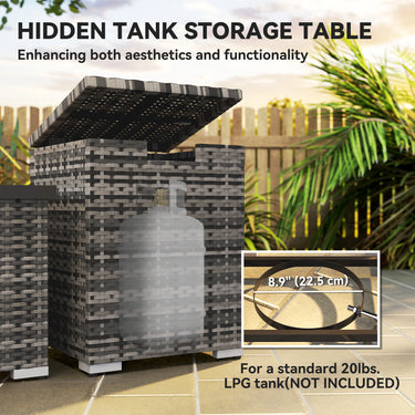 Outsunny 32" Propane Fire Pit Table 40,000 BTU Rattan Outdoor Gas Fire Table with Hideaway Propane Tank Holder, Waterproof Cover