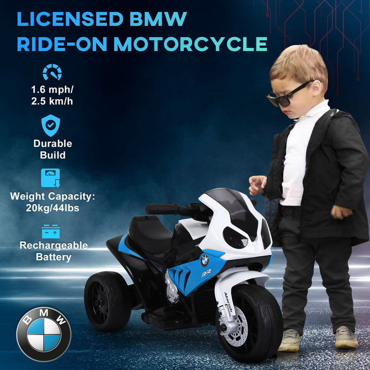Aosom Kids Motorcycle, 6V Battery Powered Toddler Motorcycle with Headlight, Music, 3 Wheels Electric Motorcycle for Kids, Licensed BMW, Gift for Boys & Girls -Black