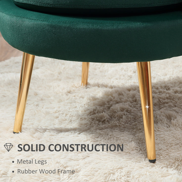 HOMCOM Modern Accent Chair, Velvet-Touch Fabric Leisure Club Chair with Gold Metal Legs for Bedroom, Yellow