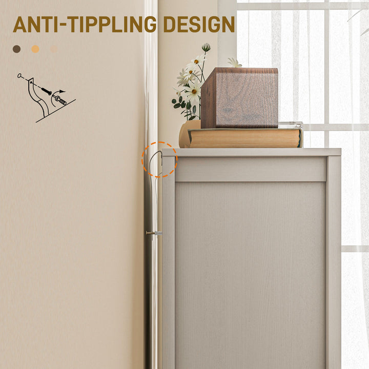 HOMCOM Sideboard Buffet, Kitchen Storage Cabinet with Barn Door and Adjustable Shelves, Storage Pantry, White Wood Grain