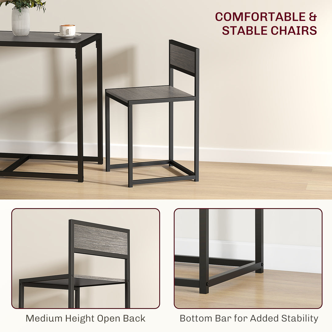 HOMCOM Dining Table Set, Industrial Dining Set for 2, Kitchen Table and Chairs for Small Space, Dining Room Table with Chairs