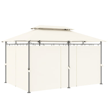 Outsunny 10'Â xÂ 13' Double Roof Patio Gazebo, Outdoor Gazebo with Curtains, for Garden, Lawn, Backyard and Deck, Cream White