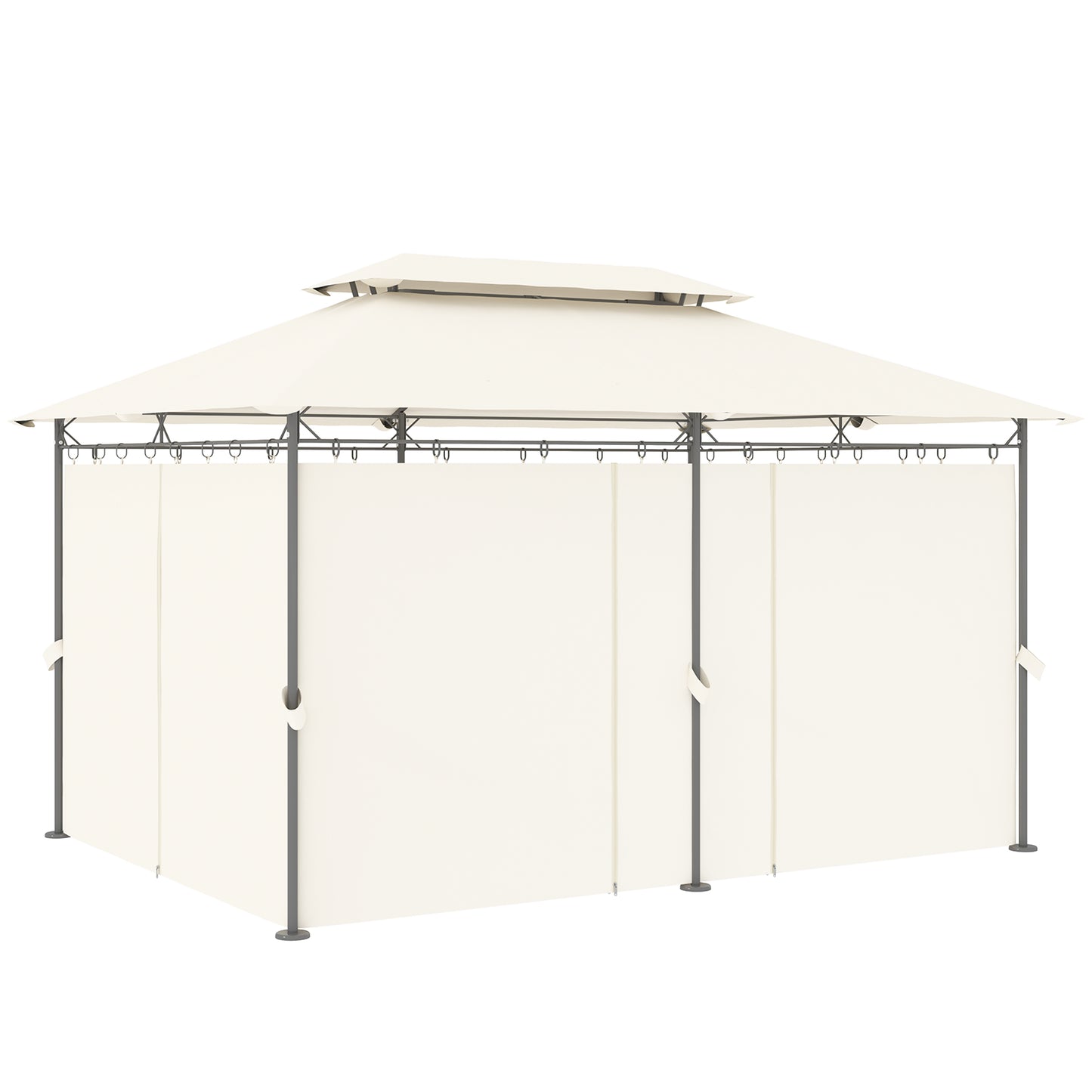 Outsunny 10'Â xÂ 13' Double Roof Patio Gazebo, Outdoor Gazebo with Curtains, for Garden, Lawn, Backyard and Deck, Cream White