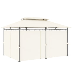 Outsunny 10'Â xÂ 13' Double Roof Patio Gazebo, Outdoor Gazebo with Curtains, for Garden, Lawn, Backyard and Deck, Cream White