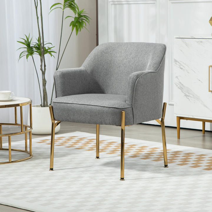 HOMCOM Fabric Armchair, Modern Accent Chair with Metal Legs for Living Room, Bedroom, Home Office, Cream White