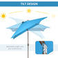 Outsunny 6.5x10ft Patio Umbrella Rectangle Solar Powered Tilt Aluminum Outdoor Market Parasol with LEDs Crank (Turquoise)