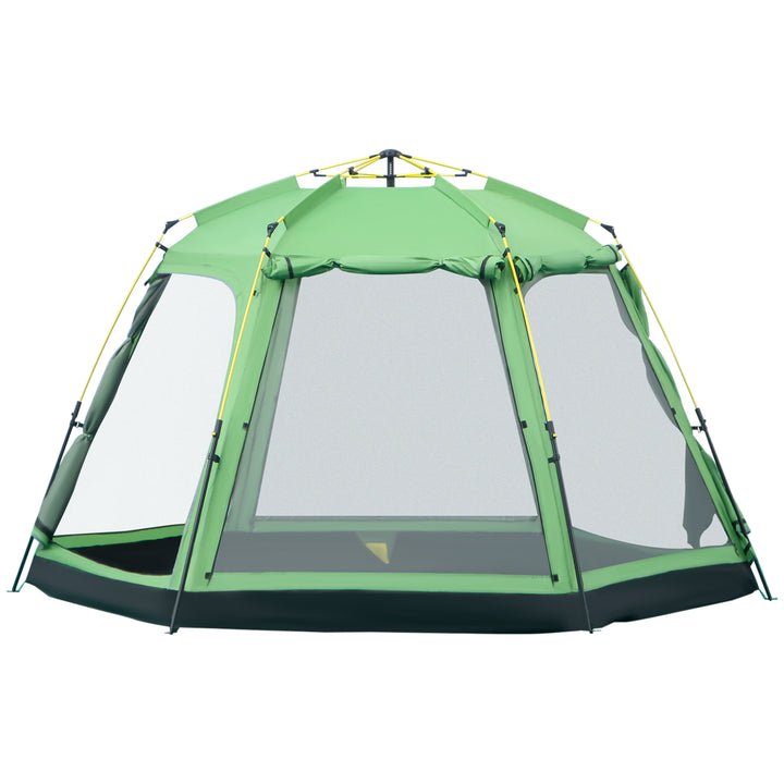 Outsunny 6 People Instant Automatic Camping Tent, 2-Tier Fabric Backpacking Tent with 4 Windows 2 Doors Portable Carry Bag for Fishing Hiking, Green