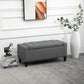 HOMCOM Storage Ottoman Bench Linen-Touch Fabric Tufted Chest Footstool with Flipping Top, Beige