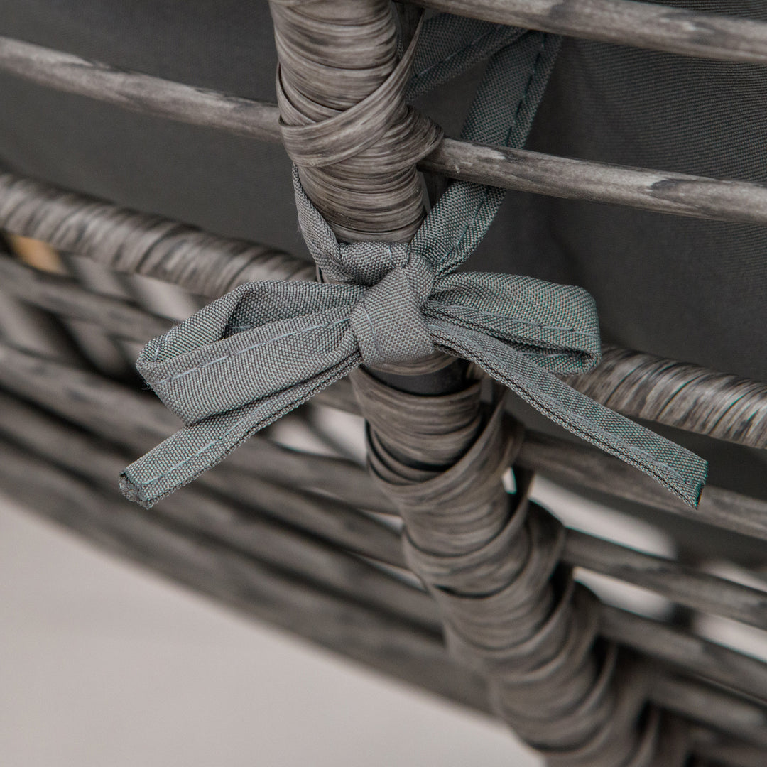 Outsunny Rattan Chair w/ Stool, Cushion, Adjustable Foot Pads, Natural