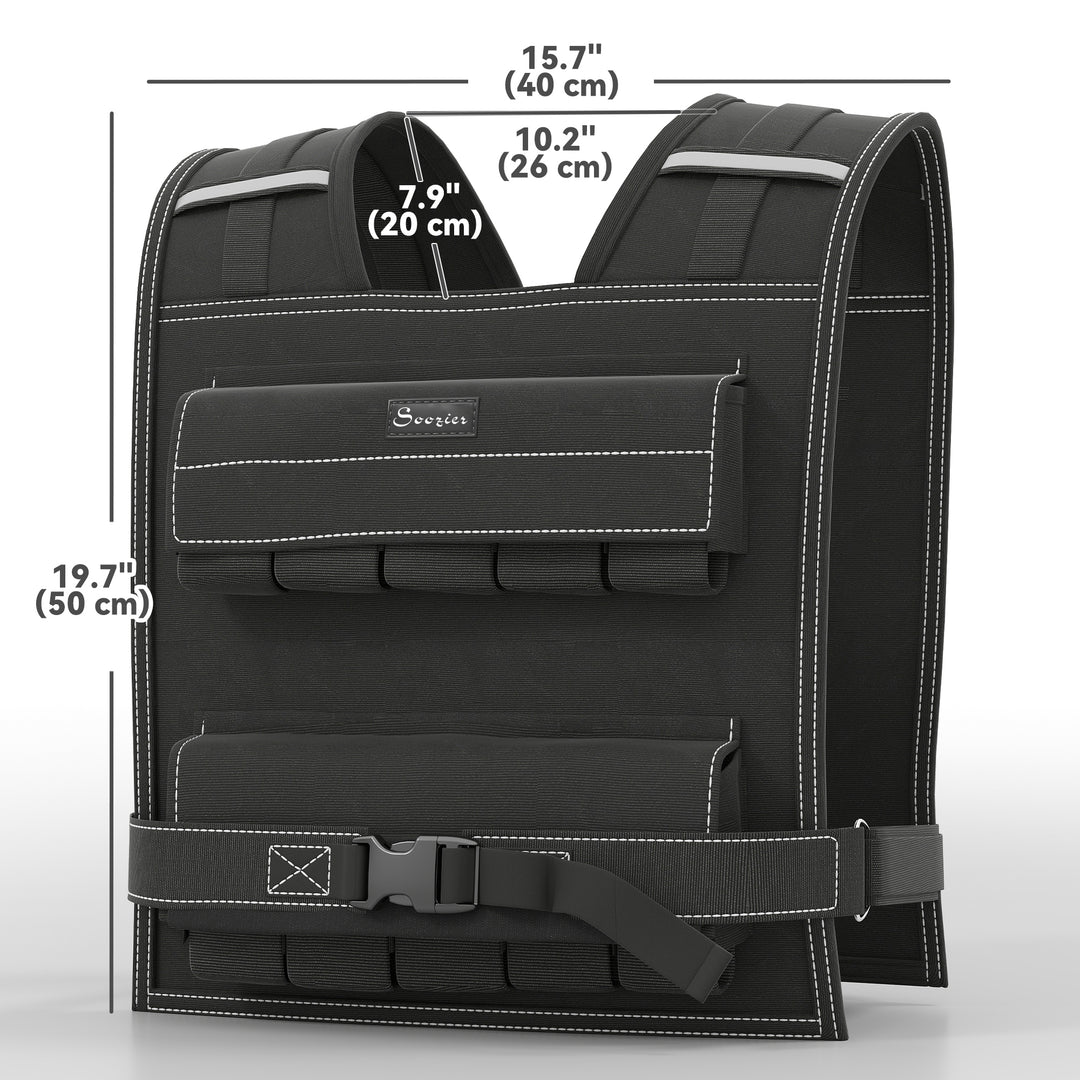Soozier 44LBS Adjustable Weighted Vest, Weight Vest with Reflective Strips, Snug Fit for Men Women Running Strength Training