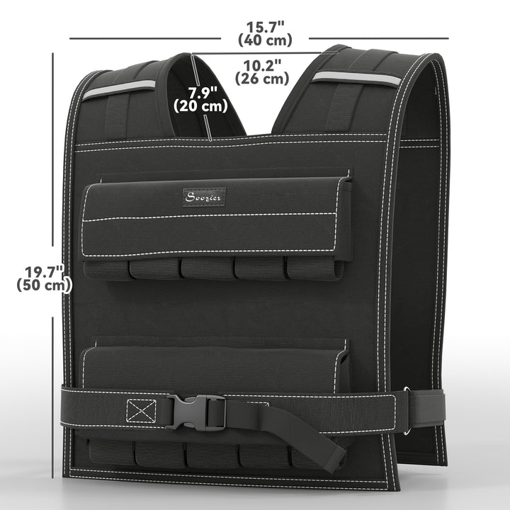 Soozier 44LBS Adjustable Weighted Vest, Weight Vest with Reflective Strips, Snug Fit for Men Women Running Strength Training