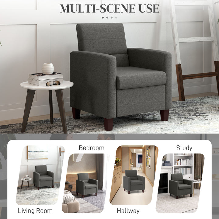 HOMCOM Fabric Accent Chair, Modern Armchair with Seat Cushion and Non-Slip Pads for Living Room, Bedroom, Light Brown