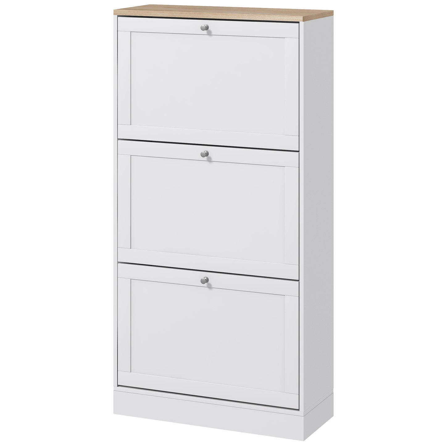 HOMCOM Modern Shoe Storage with 3 Flip Drawers and Adjustable Shelves, Shoe Cabinet Organizer for 18 Pairs of Shoes, White
