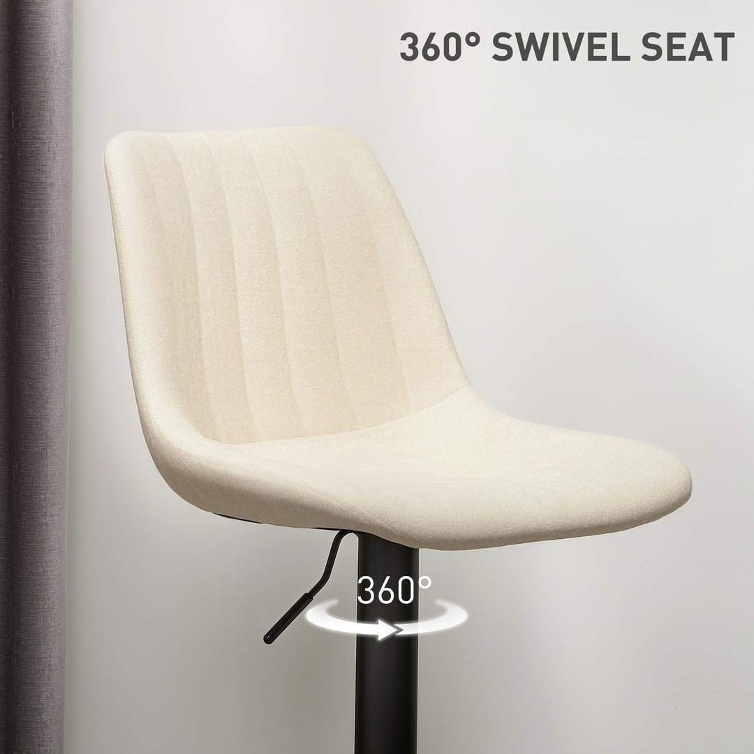 HOMCOM Adjustable Barstools Set of 2, Swivel Bar Stools with Back and Footrest for Kitchen Island Counter, Charcoal Grey