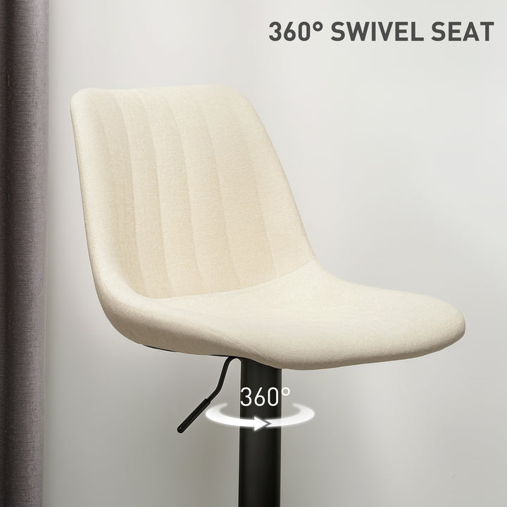 HOMCOM Adjustable Barstools Set of 2, Swivel Bar Stools with Back and Footrest for Kitchen Island Counter, Charcoal Grey