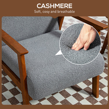 HOMCOM Living Room Chair Boucle Accent Chair for Bedroom with Wide Seat and Thick Padding, Grey