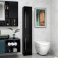 HOMCOM Freestanding Tall Bathroom Storage Cabinet with Adjustable Shelves, Bathroom Organizer, Black Wood Grain