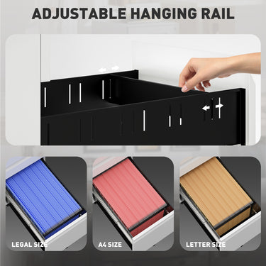 Vinsetto 3 Drawer Filing Cabinet with Lock, Steel Office Storage Cabinet with Hanging Bar for A4, Legal, Letter Files, White