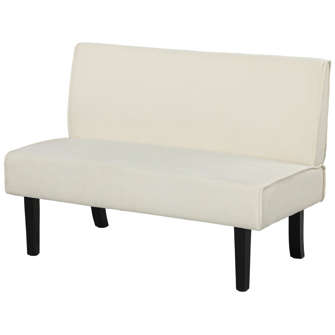 HOMCOM 46.5" Loveseat Couch with USB Ports, Corduroy Love Seat Sofa with Wood Legs for Living Room, Bedroom, Small Space, Grey