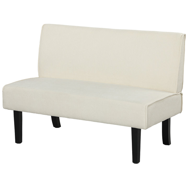 HOMCOM 46.5" Loveseat Couch with USB Ports, Corduroy Love Seat Sofa with Wood Legs for Living Room, Bedroom, Small Space, Grey