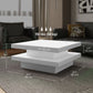 HOMCOM Square Coffee Table with 7 LED Lights and Remote, 2-Tier Modern Center Table for Living Room, White
