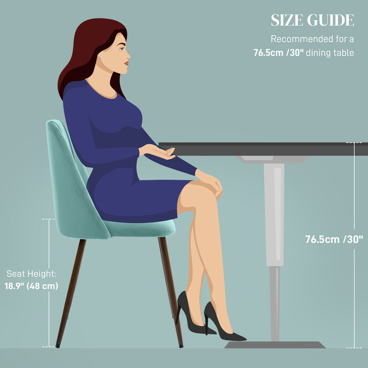 HOMCOM Upholstered Dining Chairs Set of 6, Velvet Accent Chair with Back and Wood-grain Steel Leg for Kitchen, Grey