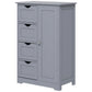 kleankin Bathroom Storage Cabinet, Floor Cabinet with Adjustable Shelf and 4 Drawers, Side Cabinet for Washroom, White
