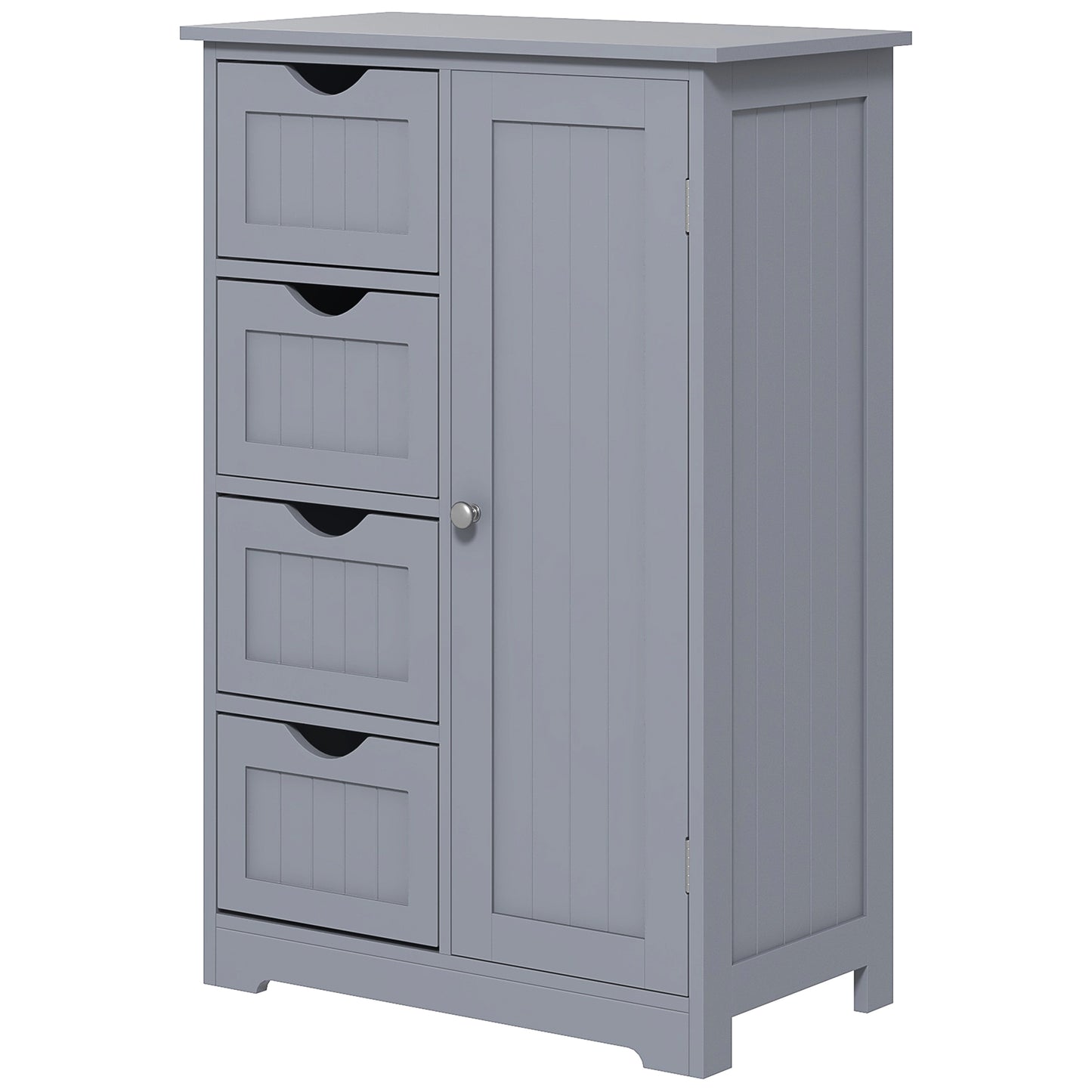 kleankin Bathroom Storage Cabinet, Floor Cabinet with Adjustable Shelf and 4 Drawers, Side Cabinet for Washroom, White