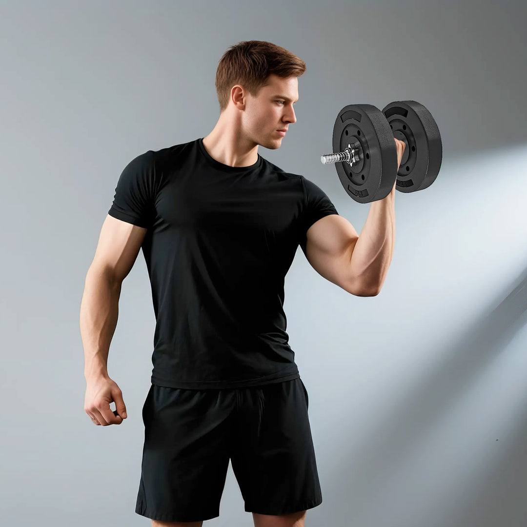 Soozier Weight Plates Set of 2, 1-Inch Barbell Weight Set for Home Gym Strength Training and Weightlifting, 2 x 22 lbs