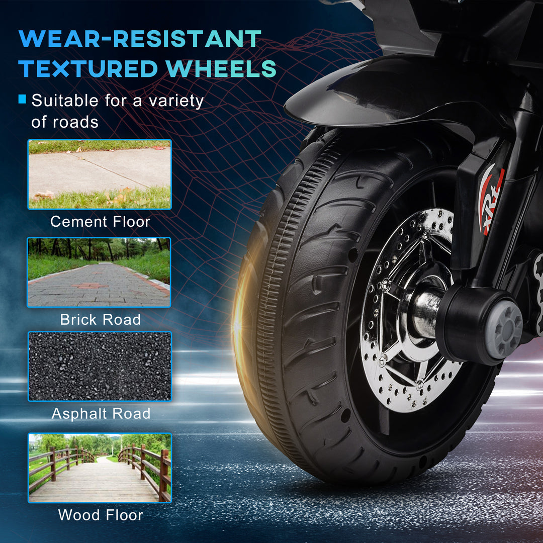 Qaba Kids Electric Motorcycle Ride-On Toy, with 3 Wheels, Music, Horn, Lights, Red