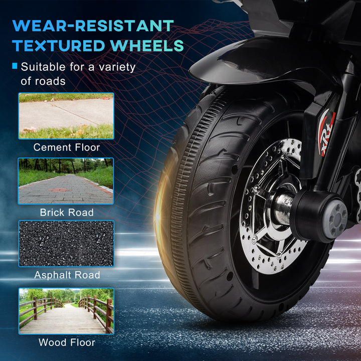 Qaba Kids Electric Motorcycle Ride-On Toy, with 3 Wheels, Music, Horn, Lights, Red