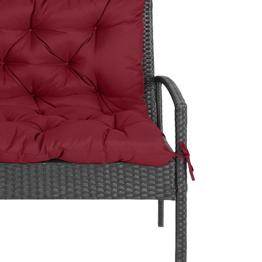 Outsunny Porch Swing Cushion Garden Bench Cushion with Backrest, Non-Slip 2-seater Soft Pad, Swing Chair Mat Replacement for Indoor and Outdoor, 39.4" x 38.6", Wine Red